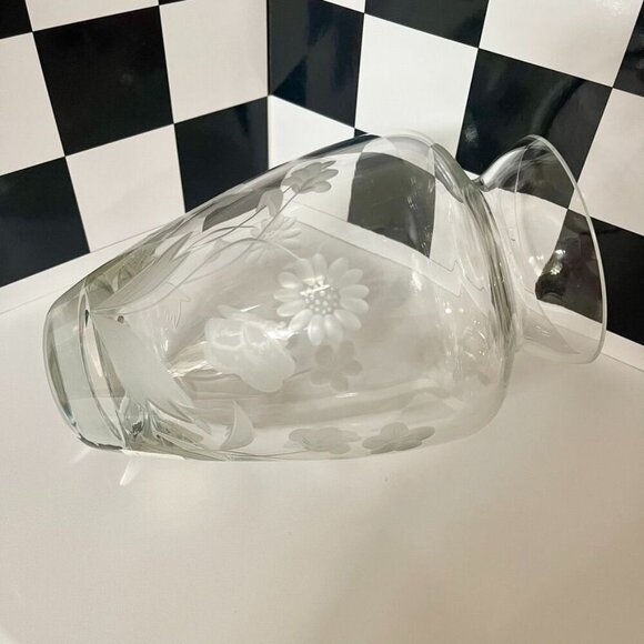 Lenox Etched Floral Crystal Glass Vase Made in Romania, Elegant Decorative Vase - Picture 3 of 9